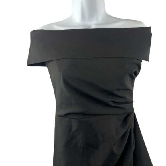 Vince Camuto Off the Shoulder Ruched Sleeveless Sheath Black Dress Size 2 /XS - Picture 7 of 9